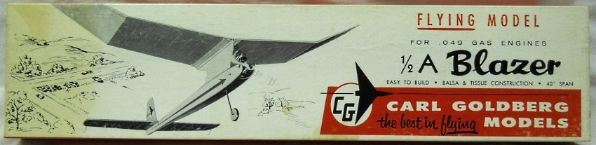 Carl Goldberg Models 1/2A Blazer 40 inch Wingspan - .049 Free Flight Model Airplane, G1-250 plastic model kit
